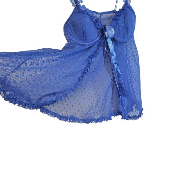 Frederick's of Hollywood Purple lace Tie Front Nightie Lingerie Babydoll Teddy - Picture 3 of 11